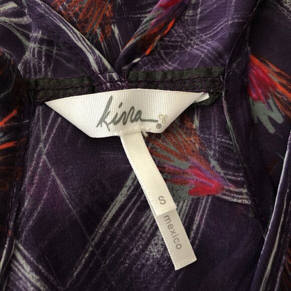 Kirra sheer purple feather paint print sheer tank - Picture 4 of 5